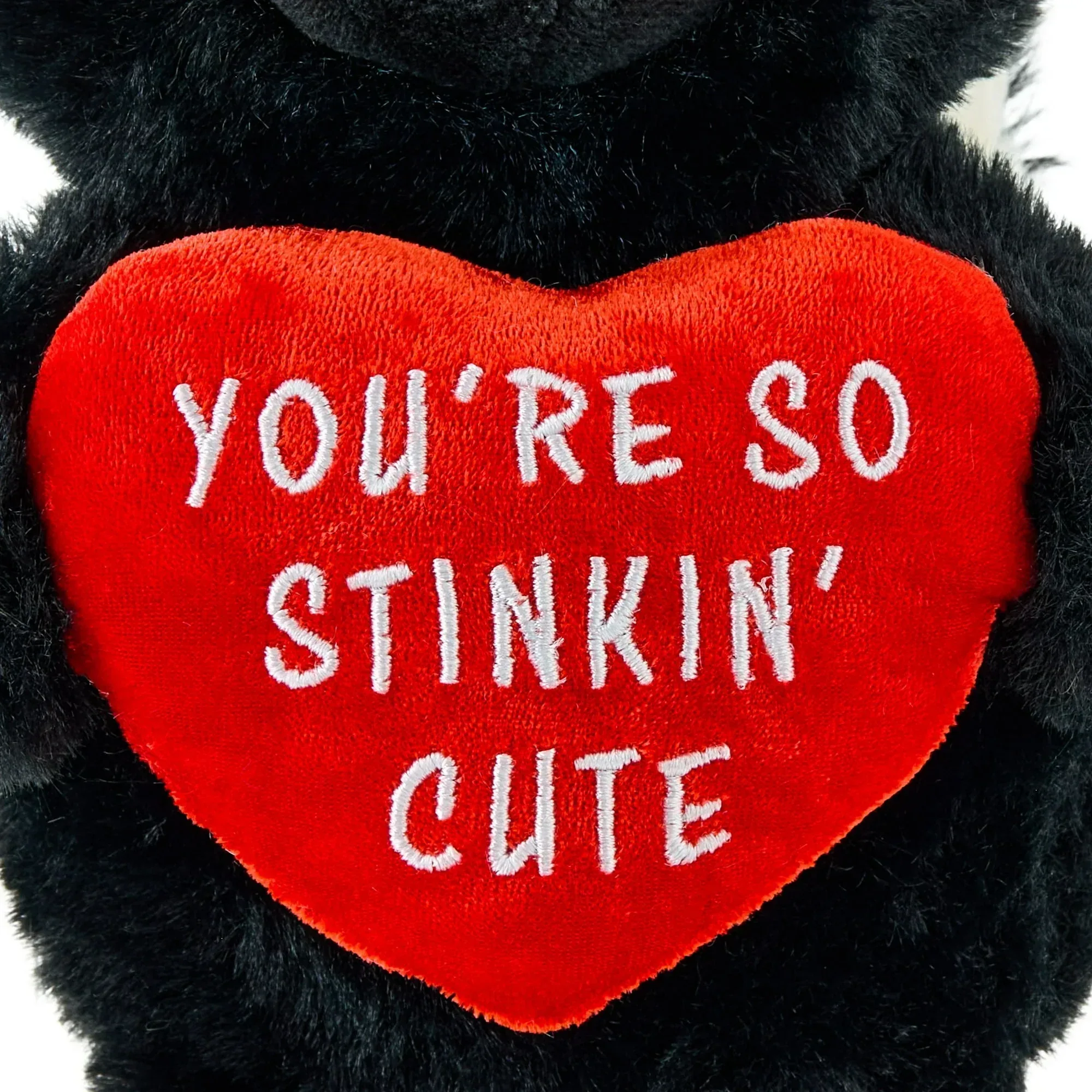 Small Skunk Plush, Black, White, and Red, 10", Valentine's Day by Way To Celebrate - Image 3