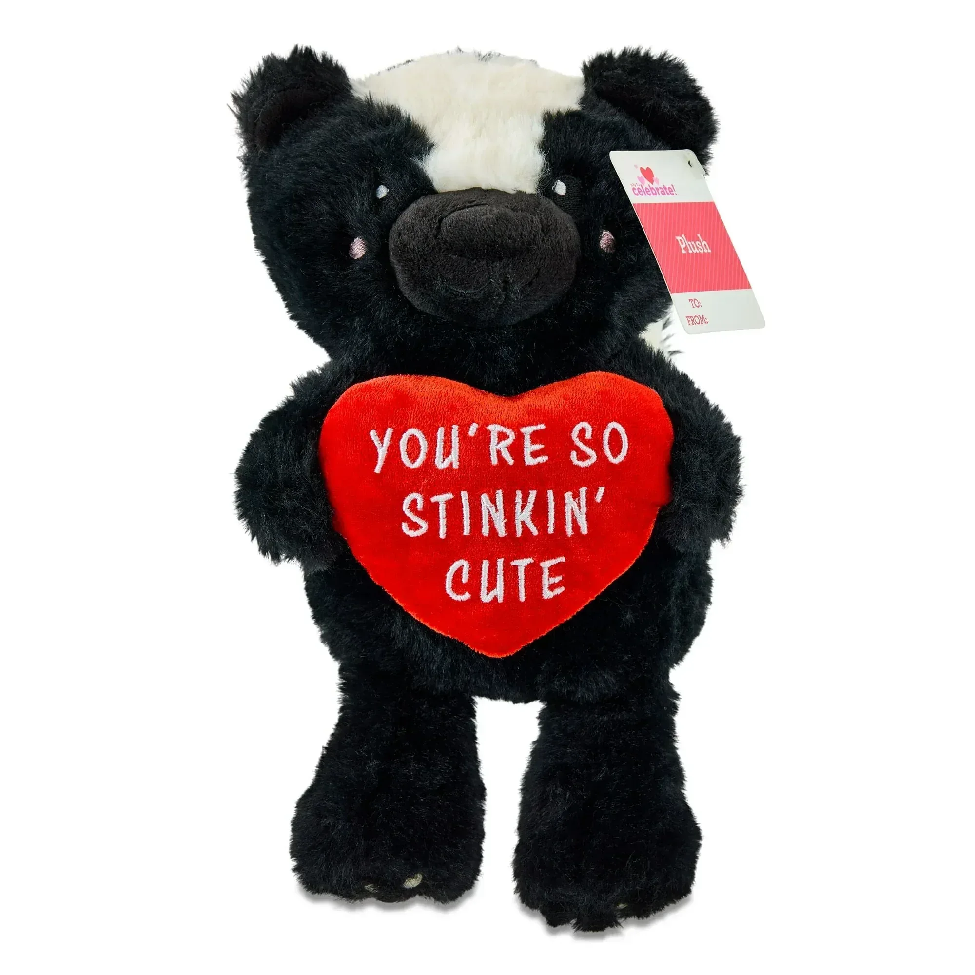 Small Skunk Plush, Black, White, and Red, 10", Valentine's Day by Way To Celebrate - Image 5