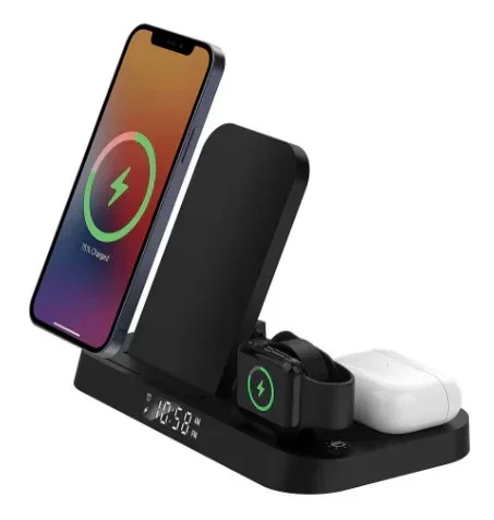 Smartpoint Foldable Charging Alarm Clock 4-in-1 Charging Station - Image 2