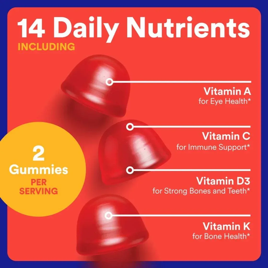 SmartyPants Kids & Toddler Multivitamin Gummies, Daily Wellness Supplement with Vitamin C & B12, 60 Gummies - Image 2