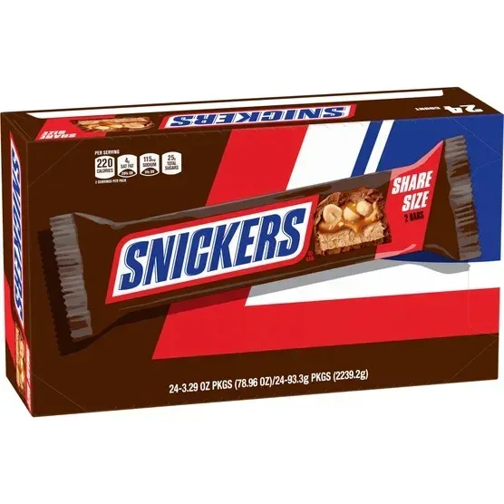 Snickers Chocolate Candy Bars, Share Size, 3.29 oz, 24 count - Image 2