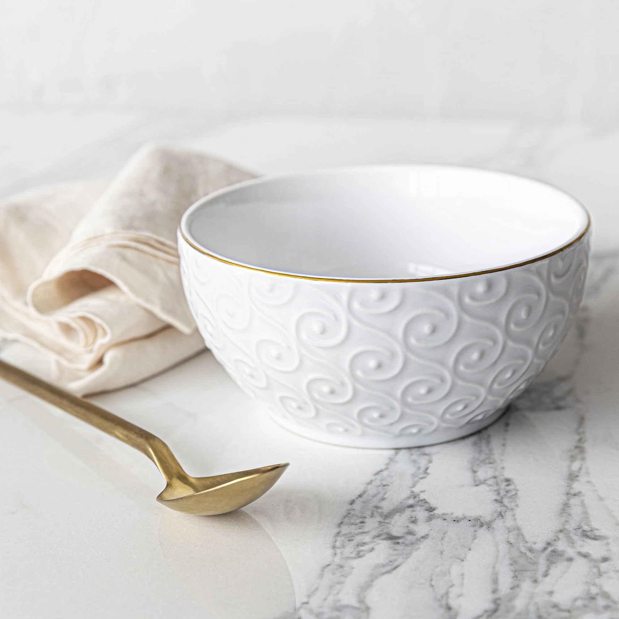 Sofia Home 4 Pack White Stoneware Bowls By Sofia Vergara - Image 4