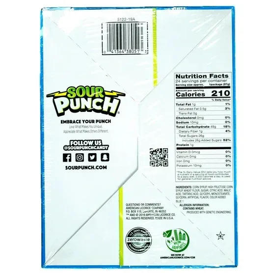 Sour Punch Straws, Blue Raspberry, 2 oz, 24-count - Image 2