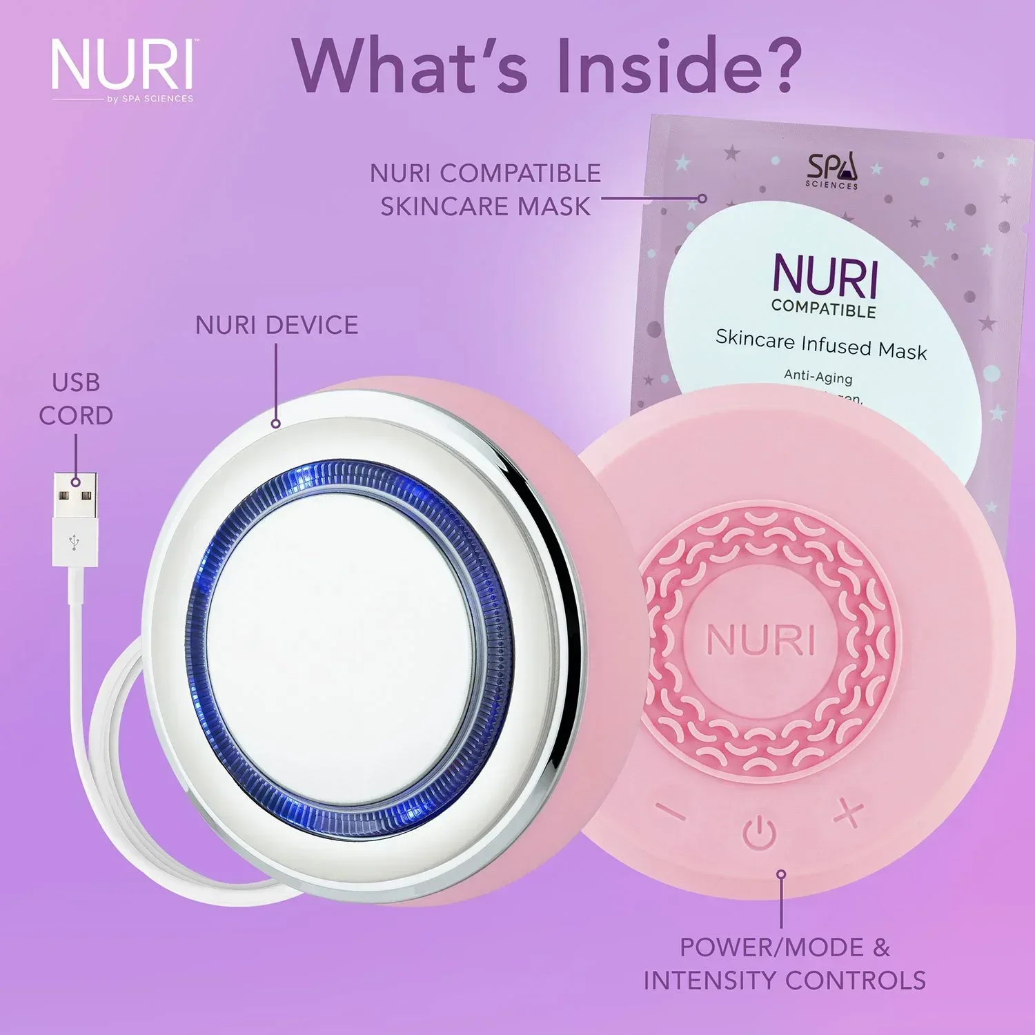 Spa Sciences NURI Facial Skincare and Mask Infuser, Pink - Image 3