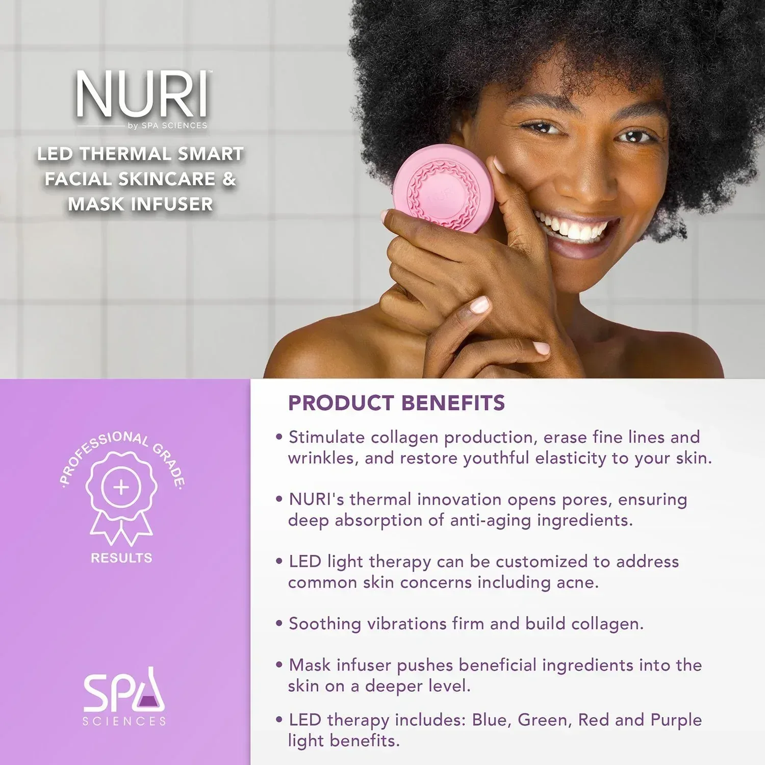 Spa Sciences NURI Facial Skincare and Mask Infuser, Pink - Image 4