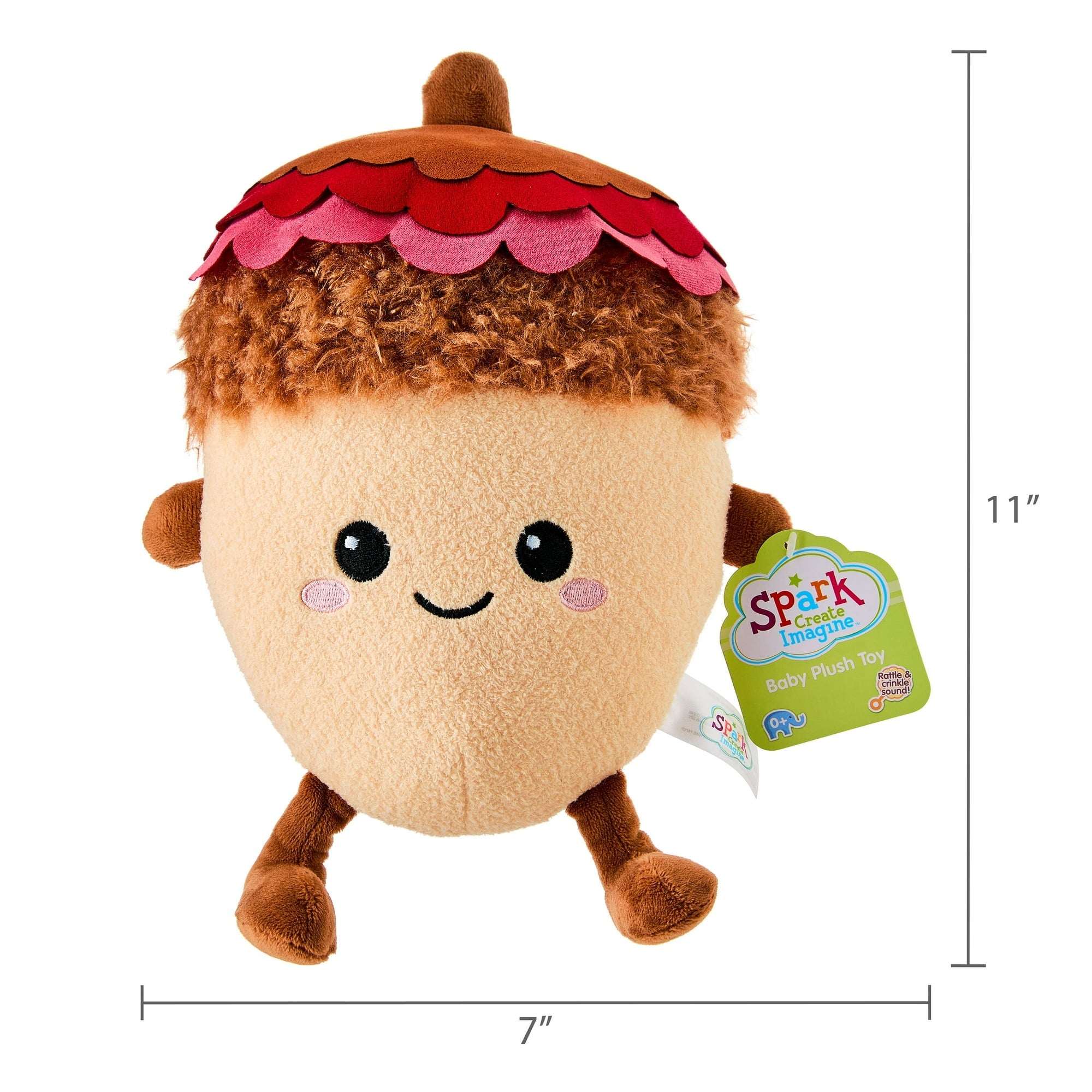 Spark.Create.Imagine. Acorn Plush Toy, Brown, 11" - Image 2