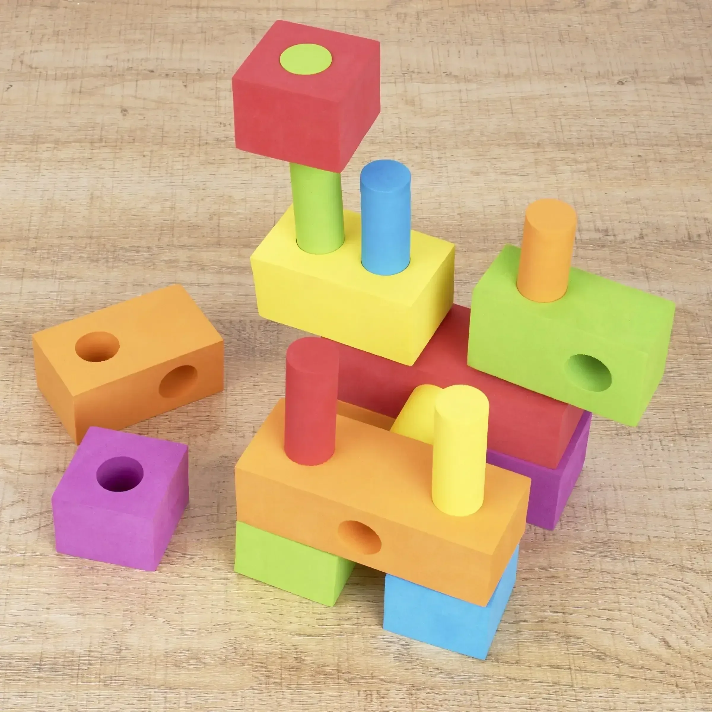 Spark Create Imagine Foam Peg Building Blocks, 100 Pieces, Baby and Toddler Toys - Image 3