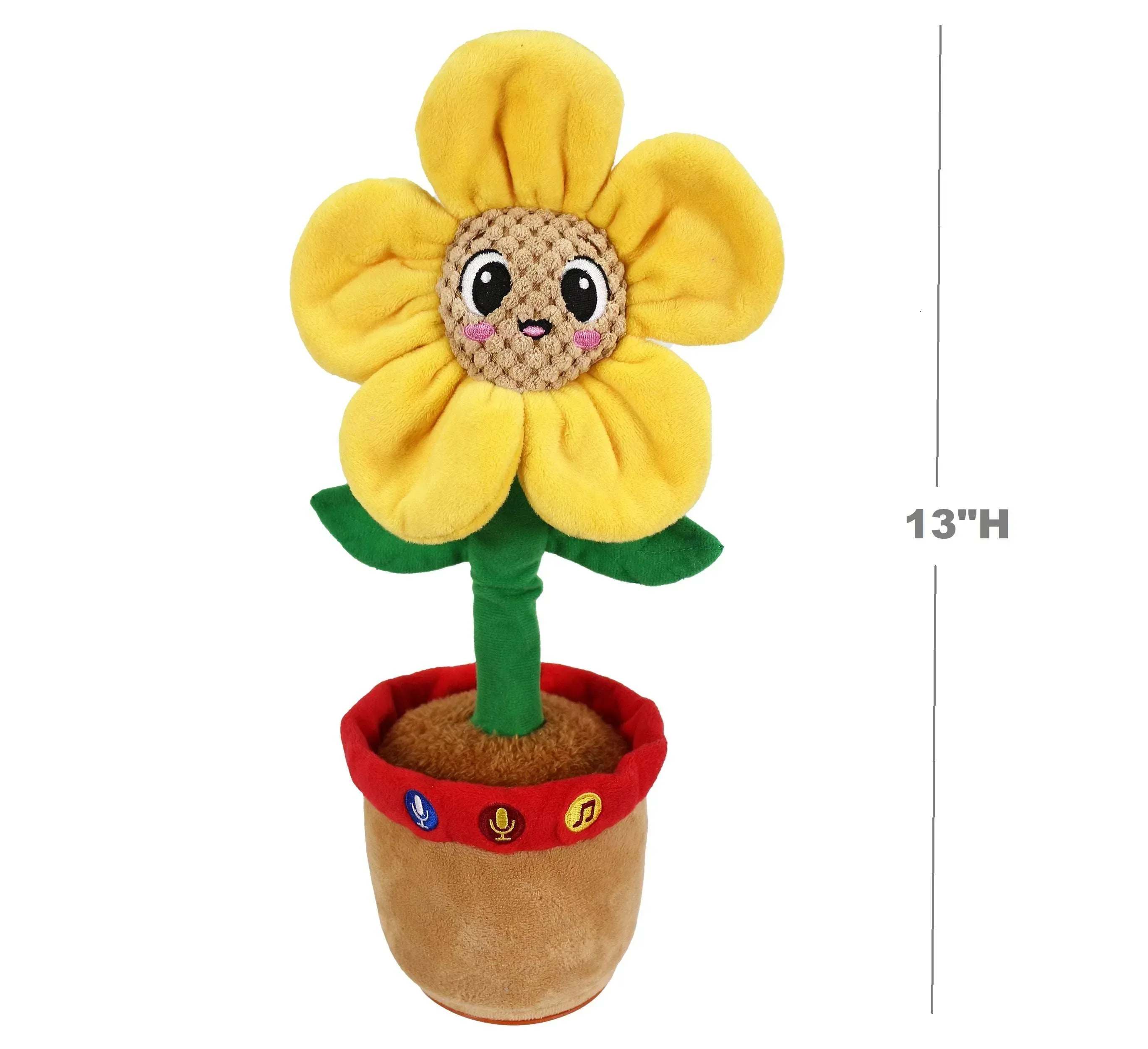 Spark Create Imagine Learning Bilingual Talking and Dancing Plush Sunflower, 14 inch, Light Features, Repeats What You Say - Image 6