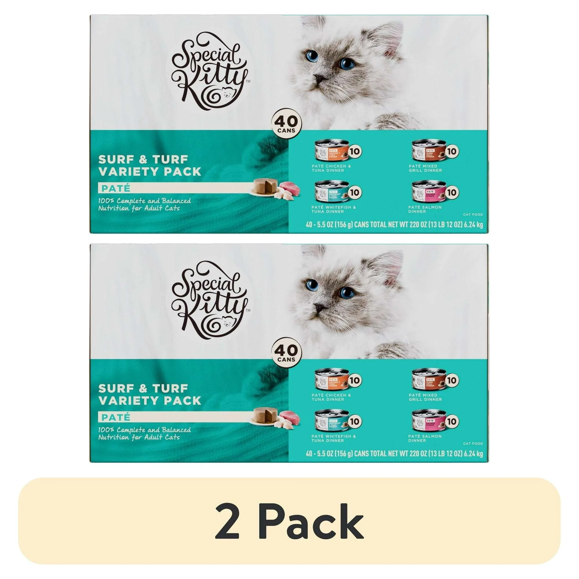 Special Kitty Surf & Turf Pate Wet Cat Food Variety Pack, 5.5 oz Cans (40 Pack) - Image 11