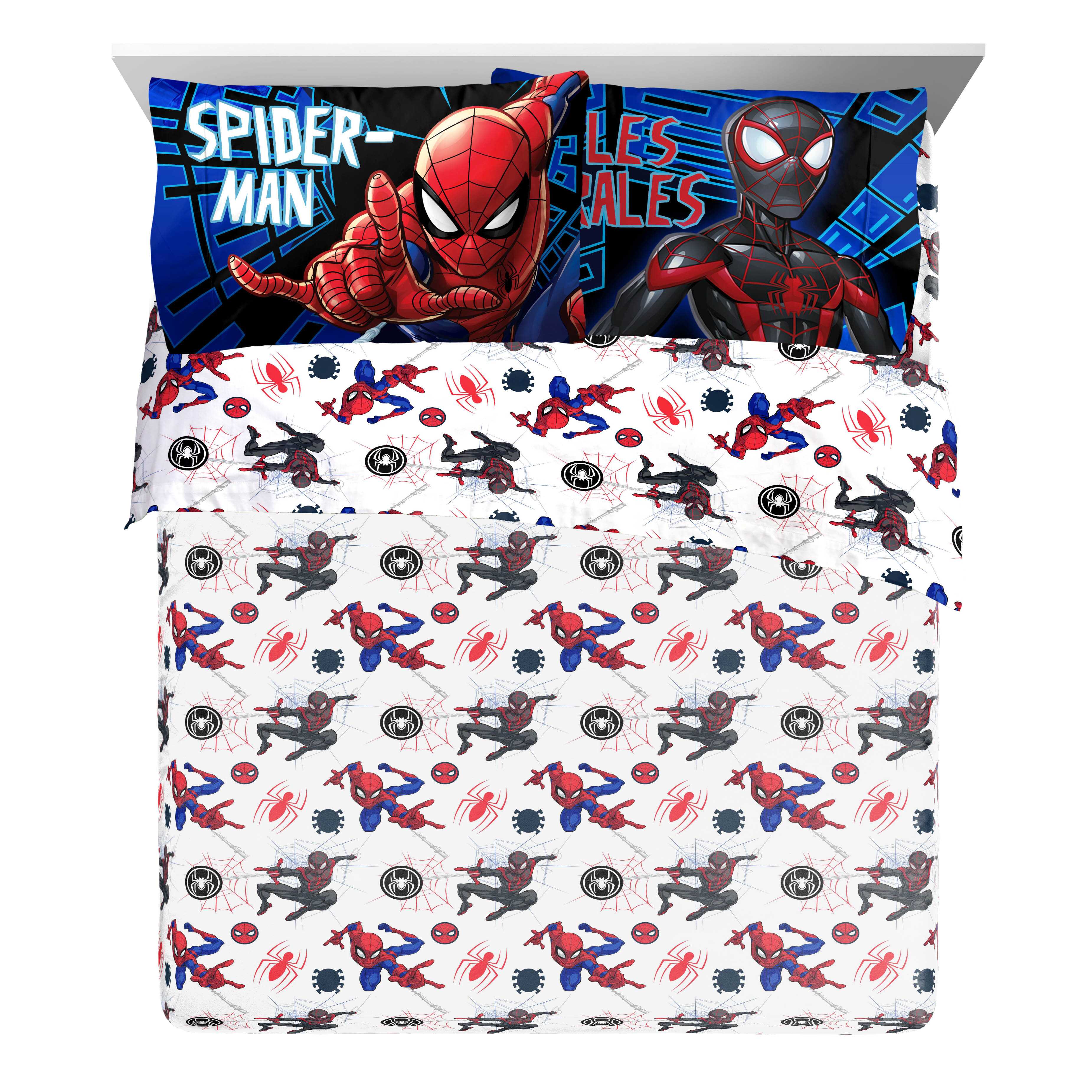 Spider-Man Kids 3-Piece Twin Sheet Set, Microfiber, White, Marvel - Image 12