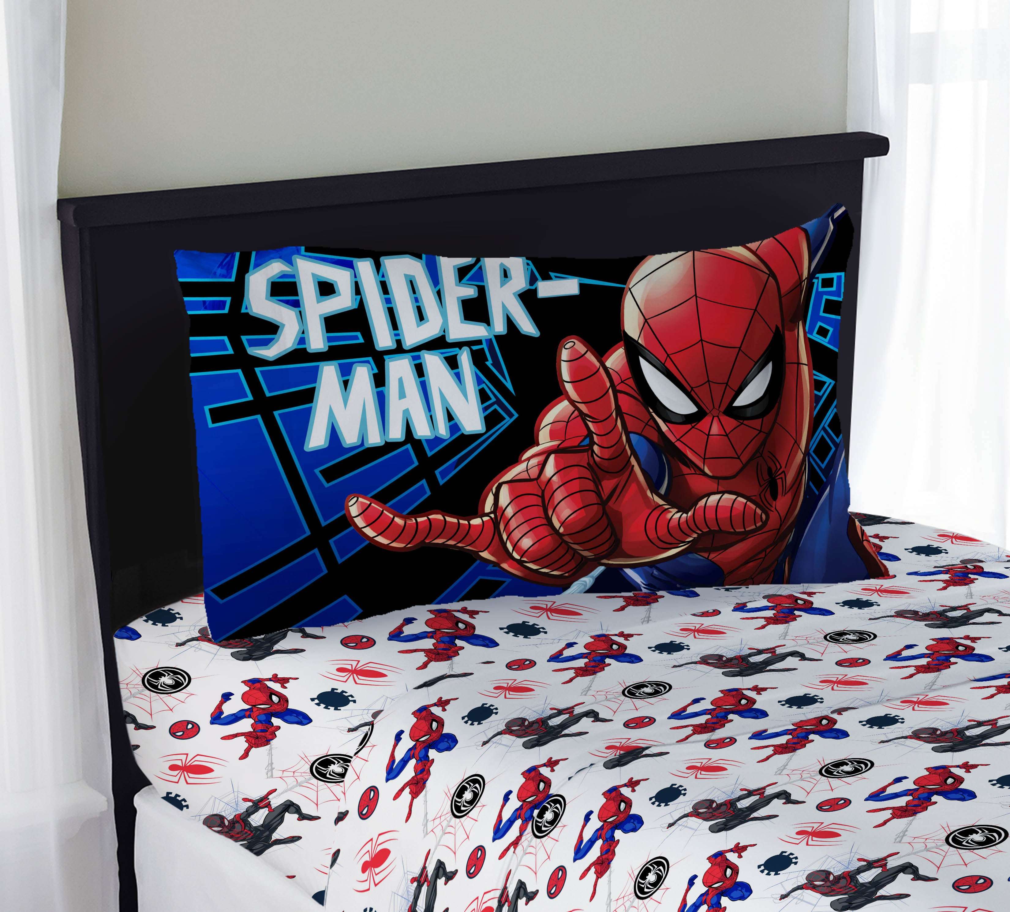 Spider-Man Kids 3-Piece Twin Sheet Set, Microfiber, White, Marvel - Image 2