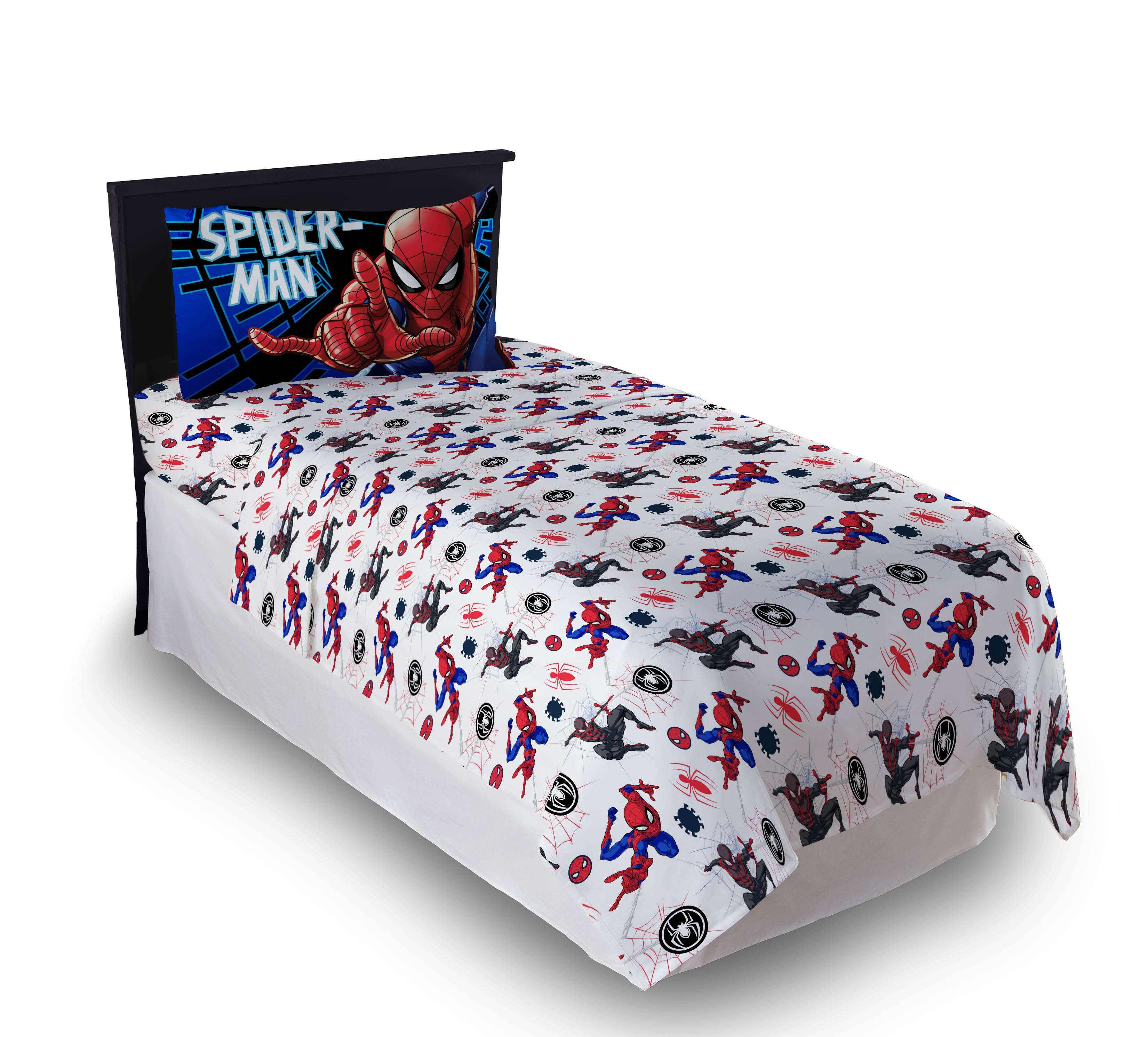 Spider-Man Kids 3-Piece Twin Sheet Set, Microfiber, White, Marvel - Image 5