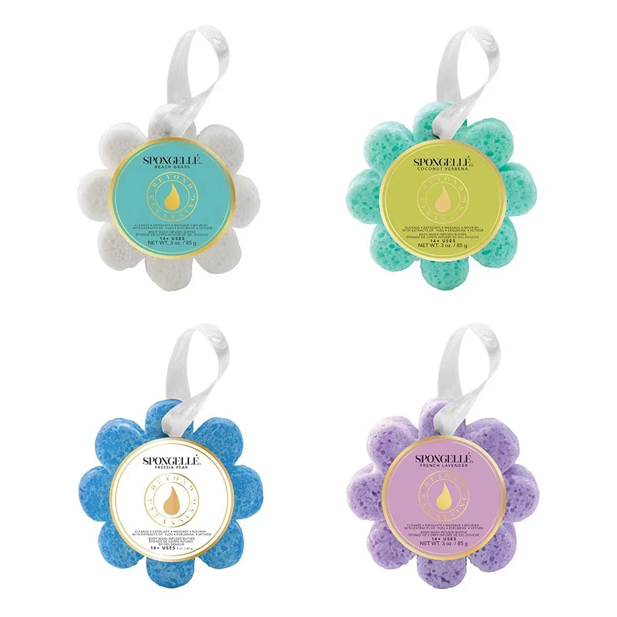 Spongelle Wild Flower Bath Sponge, 4-pack
