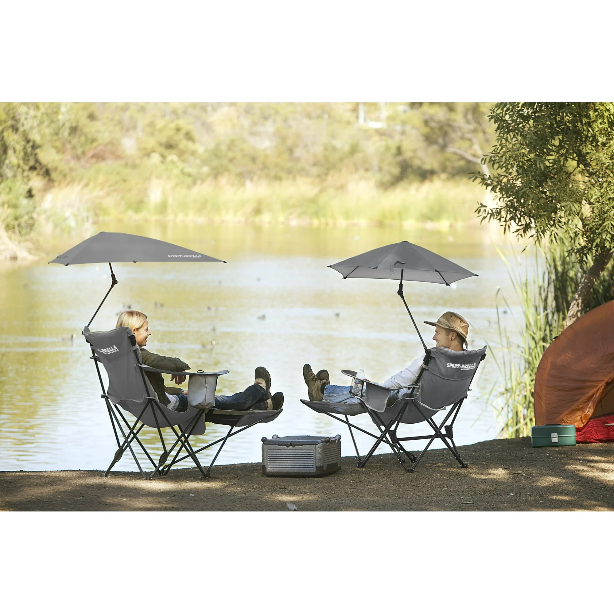 Sport-Brella Grey Camping Chair, with Clamp-On Sun Shade - Image 6