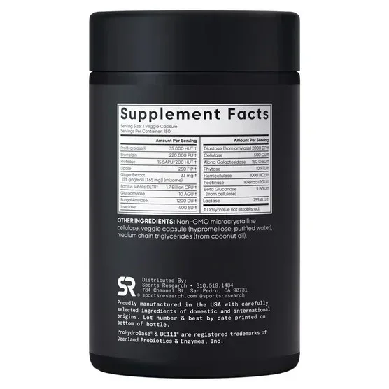Sports Research Digestive Enzymes, 150 Veggie Capsules - Image 3