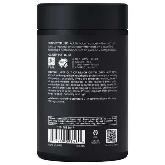 Sports Research L-Theanine Suntheanine 200 mg, 150 Softgels - Image 2