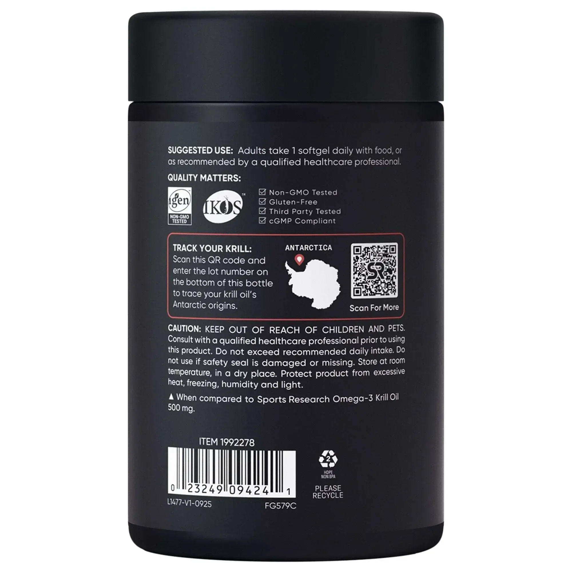Sports Research Omega-3 Krill Oil Superba2 1000mg, 90ct Softgels - Image 2