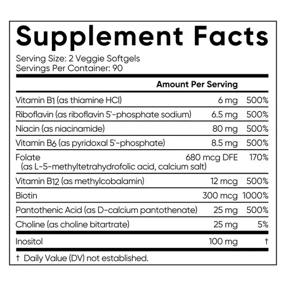 Sports Research Vitamin B Complex, 180 Veggie Soft Gels - Image 4