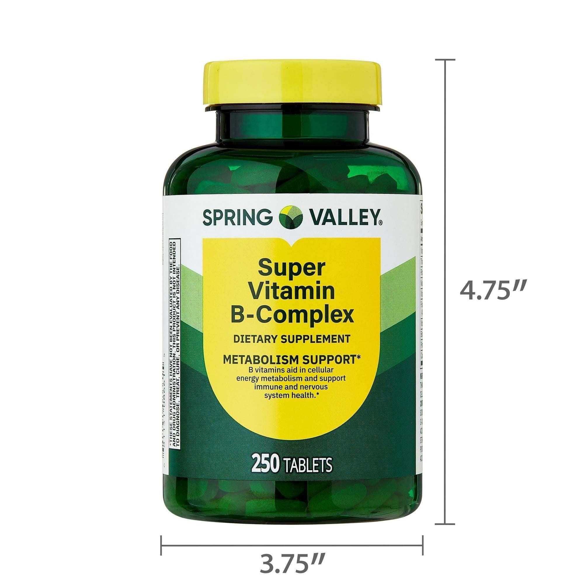 Spring Valley Super Vitamin B-Complex Dietary Supplement Tablets for Metabolism Support, 100 Count - Image 11