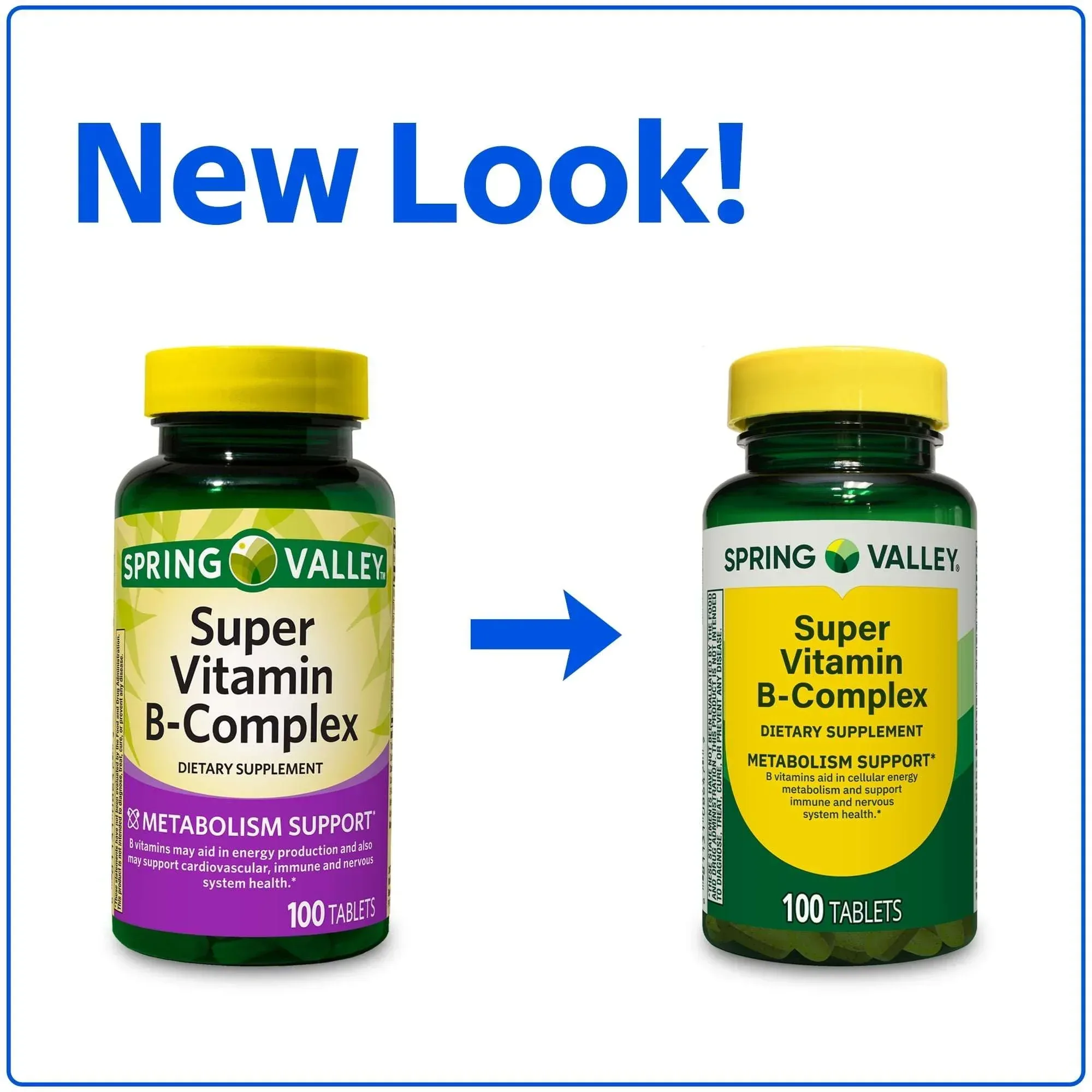 Spring Valley Super Vitamin B-Complex Dietary Supplement Tablets for Metabolism Support, 100 Count - Image 2