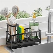 Stainless Steel Kitchen Sink Caddy, Sponge Holder with Drain Tray, Brush Holder, Soap Dispenser Organizer - Image 2