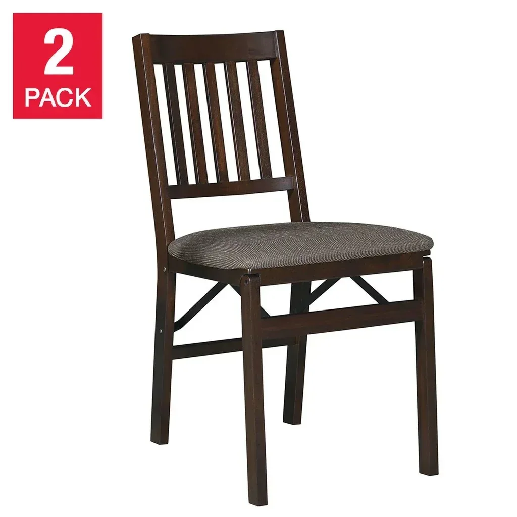 Stakmore Wood Upholstered Folding Chair, 2-pack - Image 10