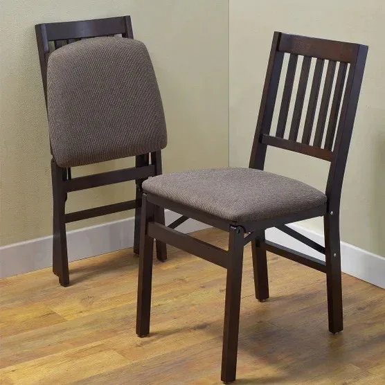 Stakmore Wood Upholstered Folding Chair, 2-pack - Image 11