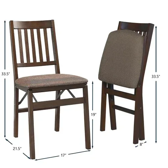 Stakmore Wood Upholstered Folding Chair, 2-pack - Image 14