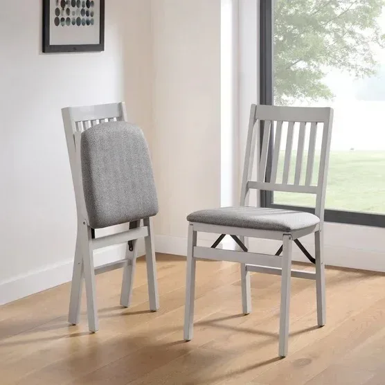 Stakmore Wood Upholstered Folding Chair, 2-pack - Image 6