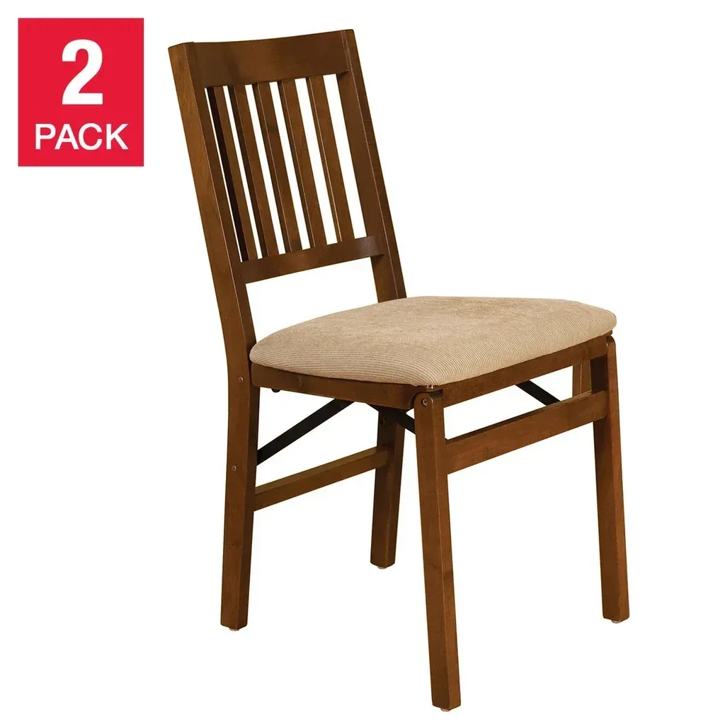 Stakmore Wood Upholstered Folding Chair, 2-pack - Image 7
