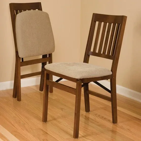 Stakmore Wood Upholstered Folding Chair, 2-pack - Image 8