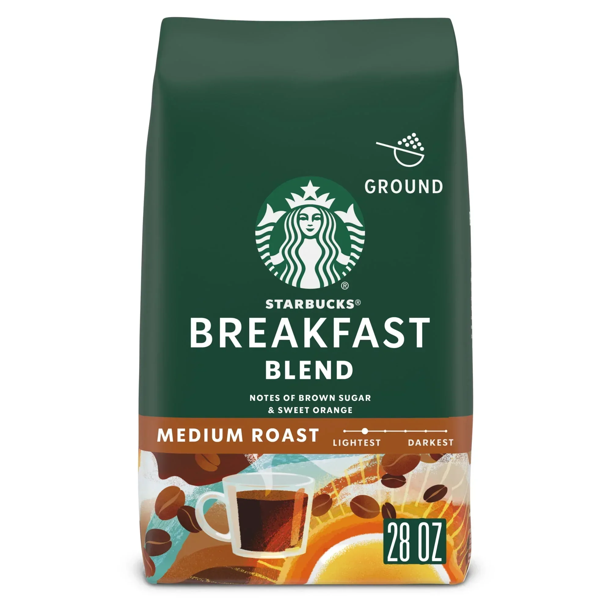 Starbucks Breakfast Blend, Ground Coffee, Medium Roast Hot or Iced Coffee, 28 oz - Image 4