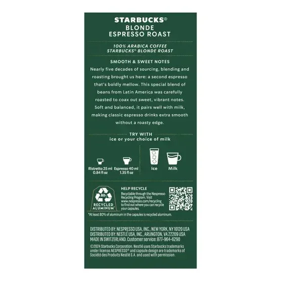 Starbucks by Nespresso Blonde Espresso Roast Capsules, 60 Count - Image 2