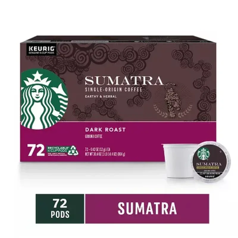 Starbucks Dark Roast K-Cup Coffee Pods, Single-Origin Sumatra (72 Ct.) - Image 2