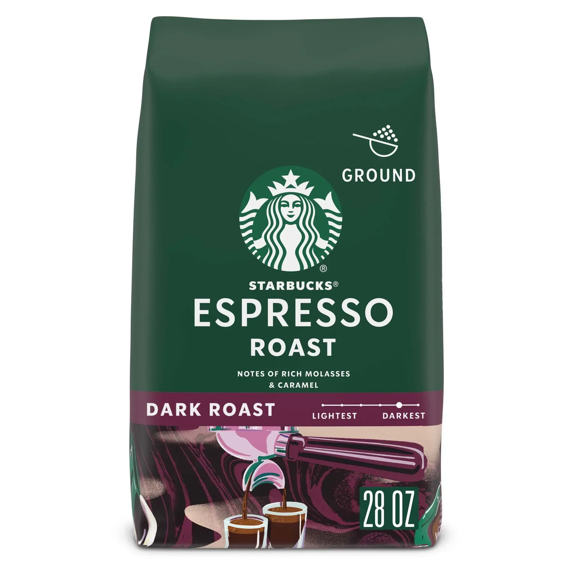 Starbucks Espresso Roast, Ground Coffee, Dark Roast Hot or Iced Coffee, 28 oz - Image 2