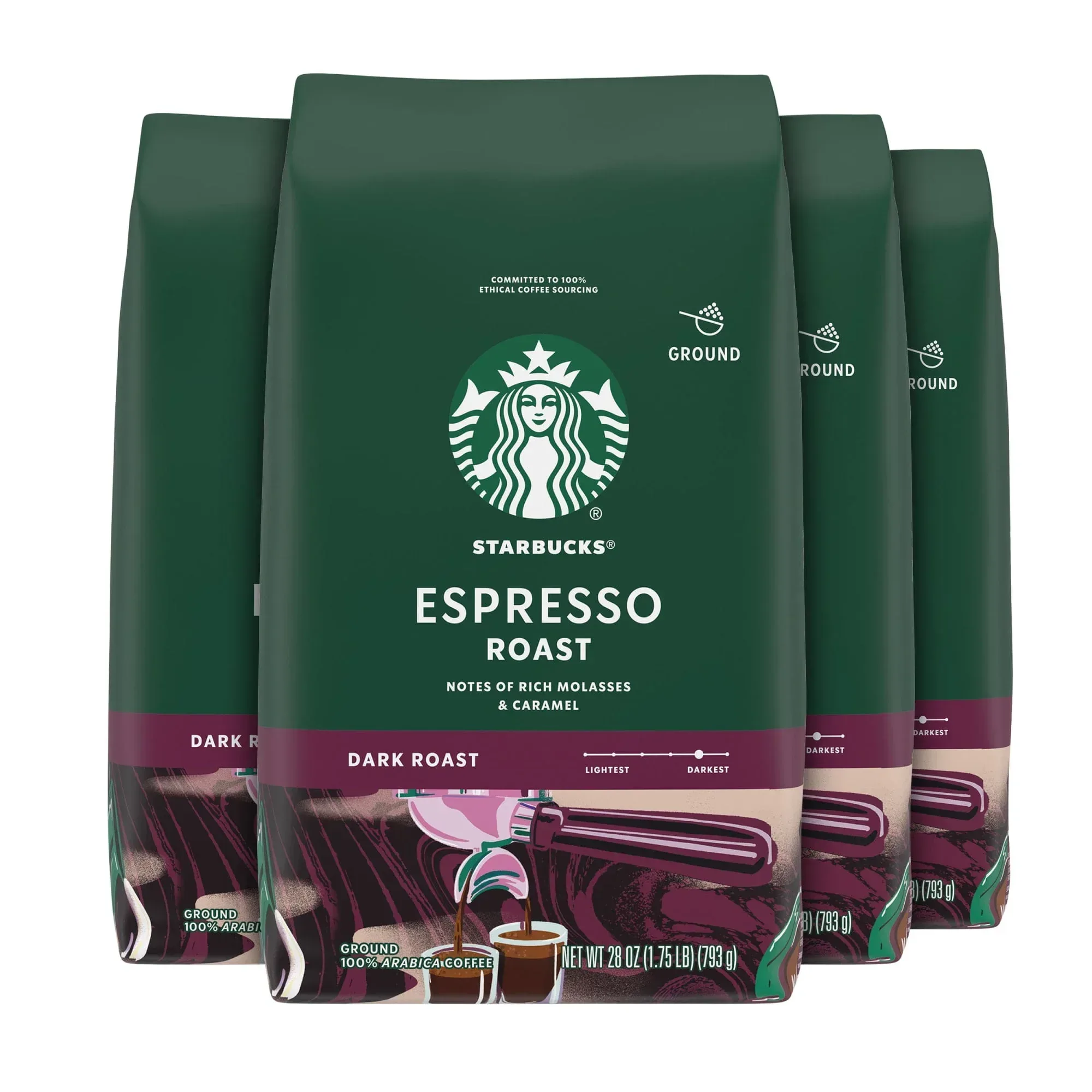 Starbucks Espresso Roast, Ground Coffee, Dark Roast Hot or Iced Coffee, 28 oz - Image 9