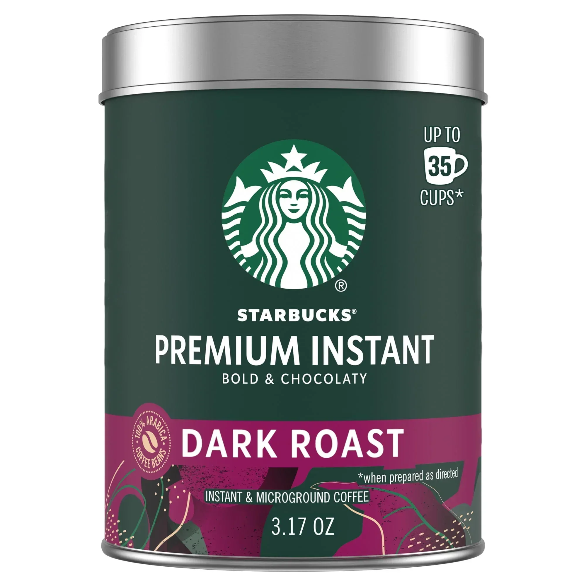Starbucks Premium Instant Coffee, Dark Roast Coffee, Arabica Beans, 3.17 oz