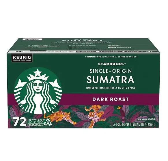 Starbucks Sumatra Dark Roast K-Cup Pods, 72 ct.
