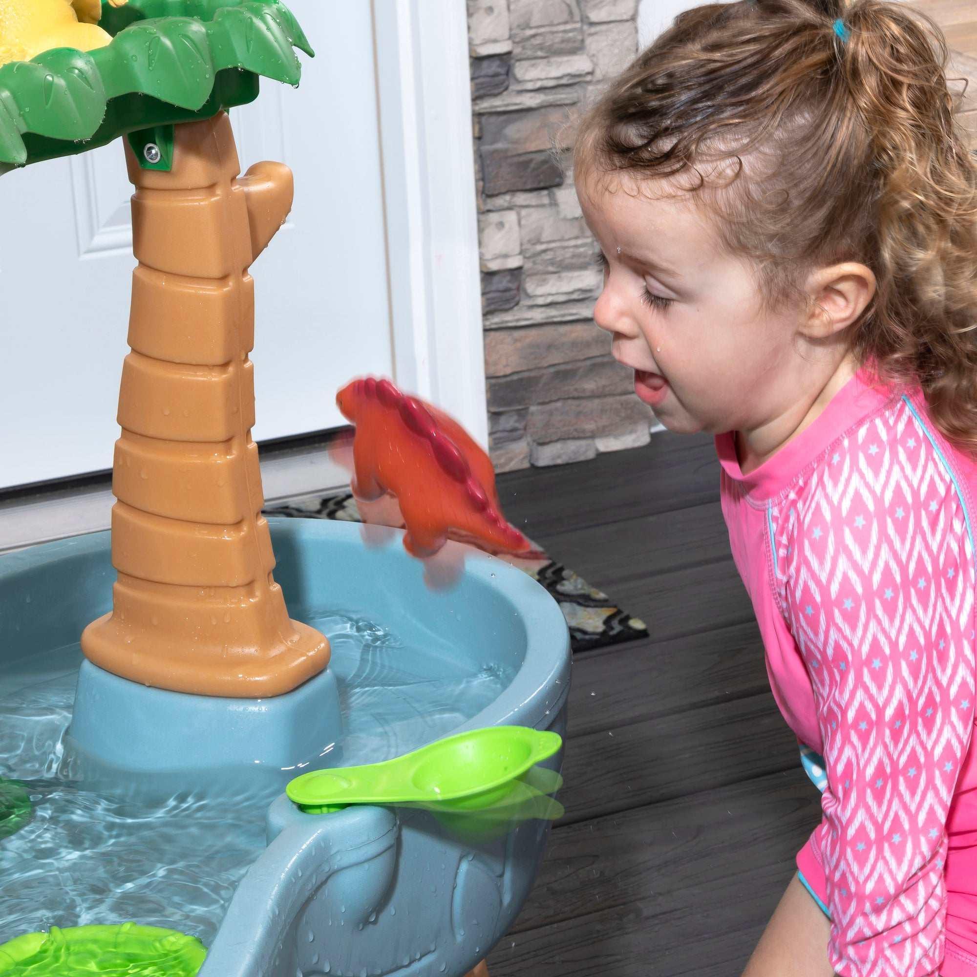 Step2 Dino Showers Multi-Color Plastic Water Table for Toddlers with 13-Piece Playset - Image 7