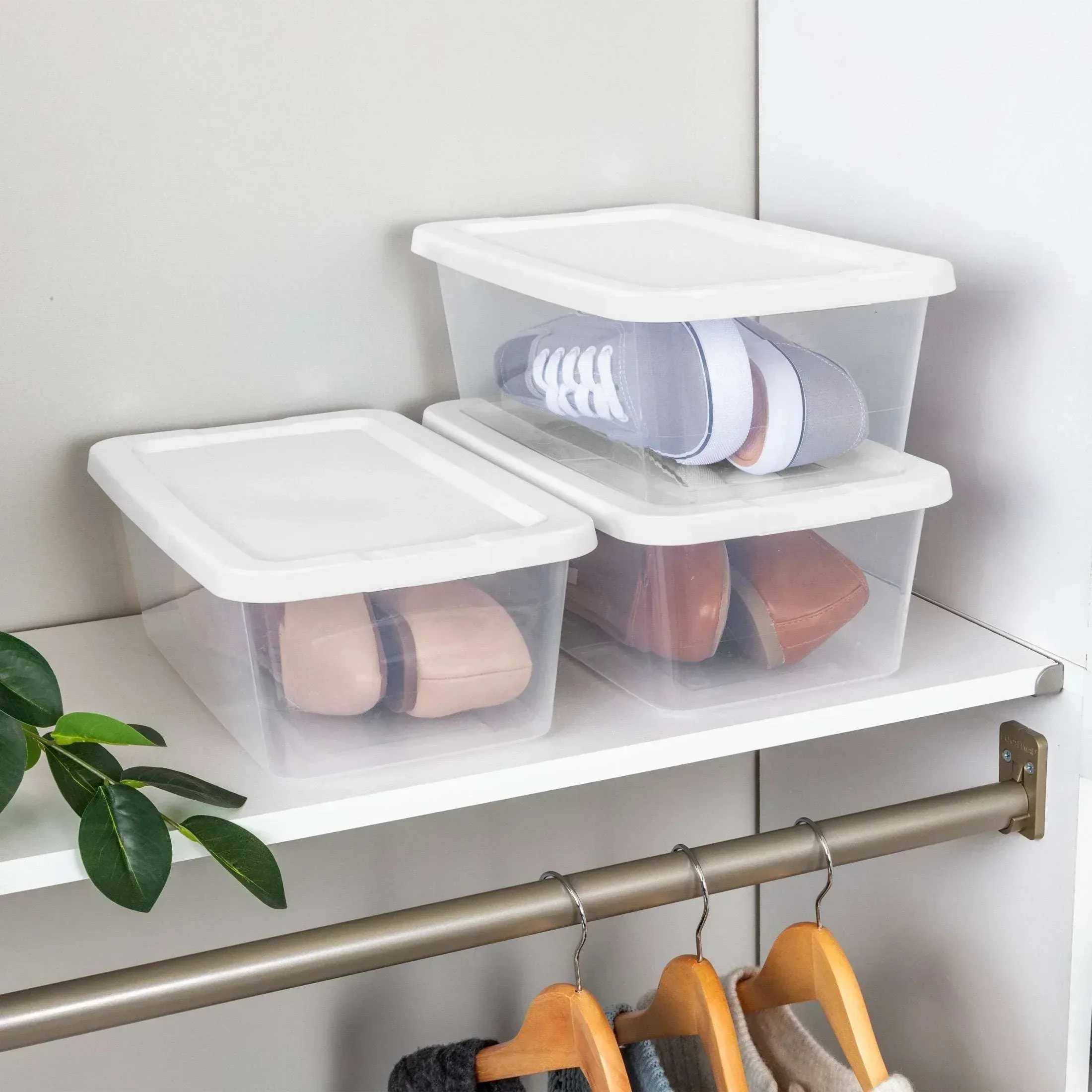 Sterilite Set of (10) 6 Quart Storage Boxes, Clear Plastic Storage Bin with Snap-On Lid, White - Image 5