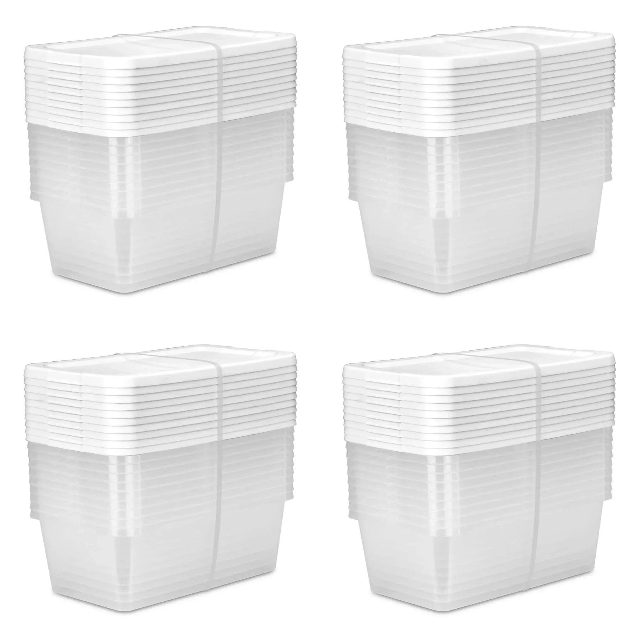 Sterilite Set of (10) 6 Quart Storage Boxes, Clear Plastic Storage Bin with Snap-On Lid, White - Image 9