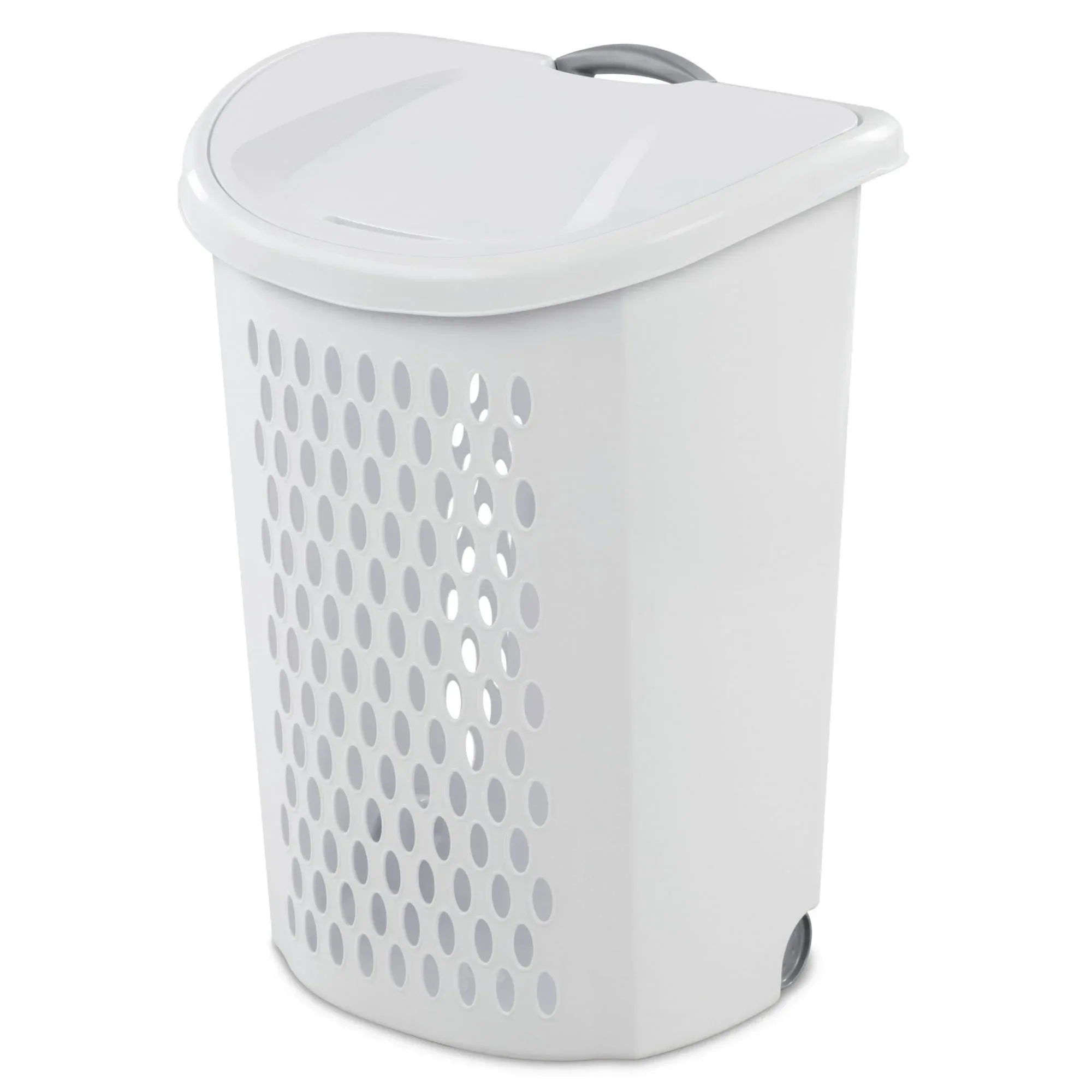 Sterilite Ultra™ Wheeled Hamper, Plastic Laundry Hamper with Handle and Wheels for Easy Transport, White