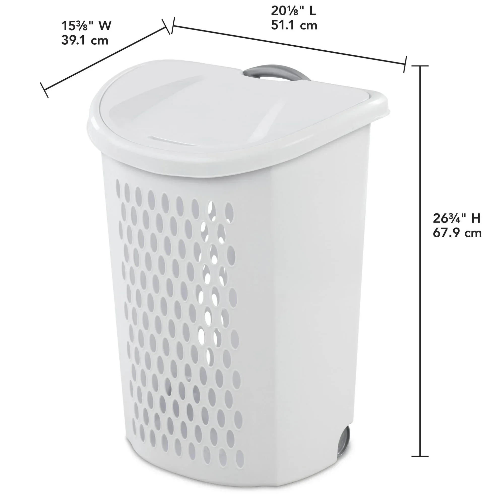 Sterilite Ultra™ Wheeled Hamper, Plastic Laundry Hamper with Handle and Wheels for Easy Transport, White - Image 2