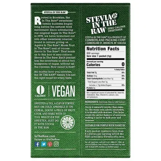 Stevia in the Raw Zero Calorie Sweetener, 1 g, 800-count - Image 2