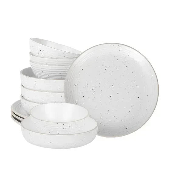 Stone + Lain Lauren 12-piece Stoneware Dinnerware Set - Image 12