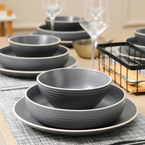Stone + Lain Lauren 12-piece Stoneware Dinnerware Set - Image 3