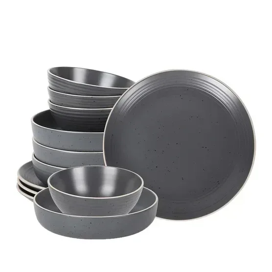 Stone + Lain Lauren 12-piece Stoneware Dinnerware Set - Image 4