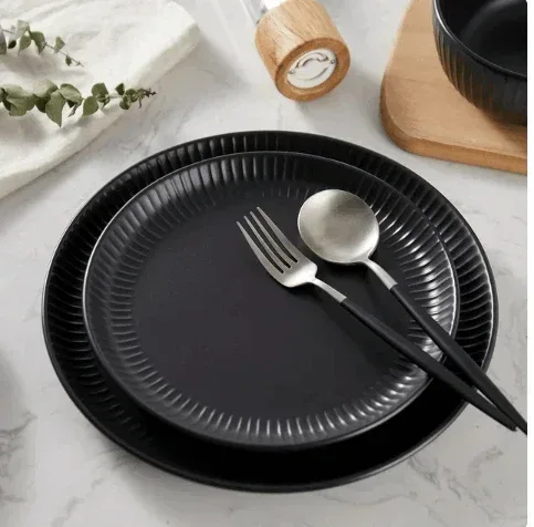 Stone + Lain Logan Stoneware 12-Piece Dinnerware Set, Black - Image 3