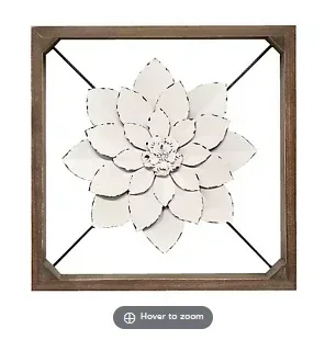 Stratton Home Decor Framed Metal Flower - White - Image 2
