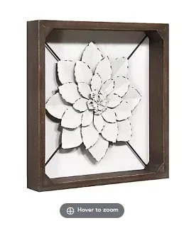 Stratton Home Decor Framed Metal Flower - White - Image 3